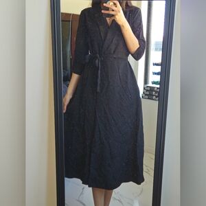 mango black midi wrap dress
